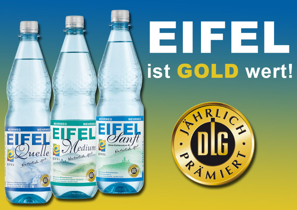 Erneut 3 DLG-Goldmedaillen für EIFEL Mineralwässer 2